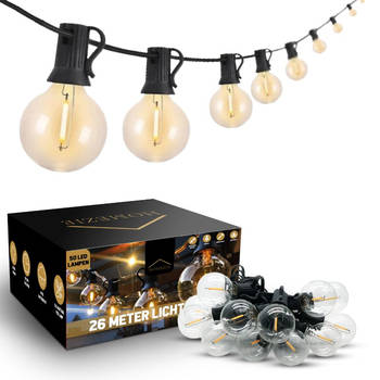 Homezie Lichtsnoer 26 meter met 50 kunststof LED bulbs Warm wit Waterdicht Lampjes slinger Tuinverlichting
