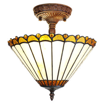 HAES DECO - Plafondlamp Tiffany Ø 29x30 cm E14/max 2x25W