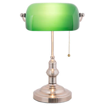 HAES DECO - Bureaulamp Bankierslamp Groen 27x17x41 cm E27/max 1x60W