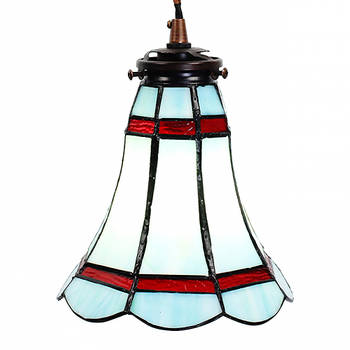 HAES DECO - Hanglamp Tiffany Blauw, Rood Ø 15x115 cm E14/max 1x25W