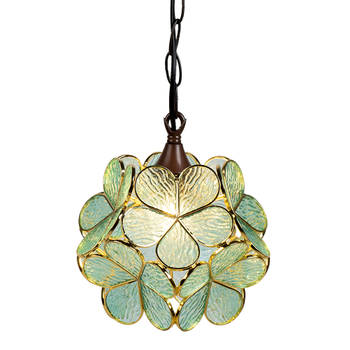 HAES DECO - Hanglamp Tiffany Groen 21x21x17/90 cm