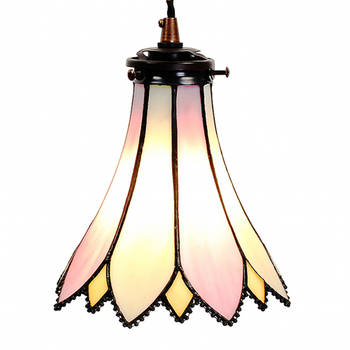 HAES DECO - Hanglamp Tiffany Roze, Beige Ø 15x115 cm E14/max 1x40W