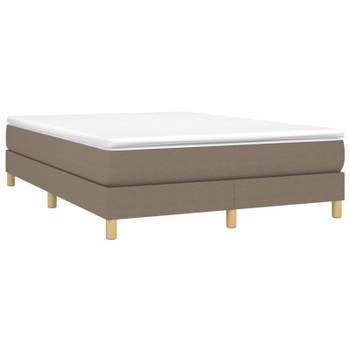 vidaXL Boxspring met matras stof taupe 140x190 cm