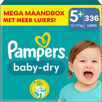 Pampers - Baby Dry - Maat 5+ - Mega Maandbox- 336 stuks - 12/17 KG
