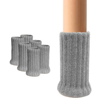 FLOOQ - Stoelpoot Doppen – met Anti-Kras Vilt – 25-50mm –Vloerbescherming - Stoelpoot Sokken– 24 Stuks – Grijs – Rond
