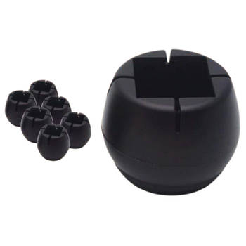 FLOOQ - Stoelpoot Doppen 15-22mm (Vierkant) - 22-25 mm (Rond) - met Anti-Kras Vilt Vloerbescherming – 24 Stuks – Zwart