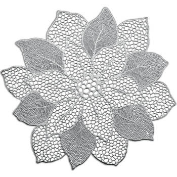 Zeller placemats lotus bloem - 1x - zilver - kunststof - 49 x 47 cm - Placemats