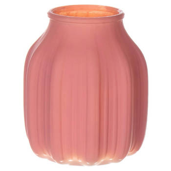 Bellatio Design Bloemenvaas klein - oudroze glas - D14 x H16 cm - Vazen