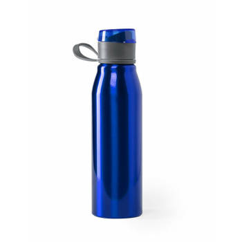 Aluminium waterfles/drinkfles kleur metallic blauw - met schroefdop - 700 ml - Drinkflessen