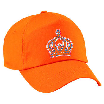 Kroontje pet - oranje Koningsdag pet - voor volwassenen - Verkleedhoofddeksels