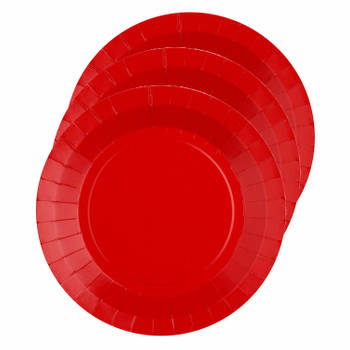 Santex feest bordjes rond rood - karton - 30x stuks - 22 cm - Feestbordjes