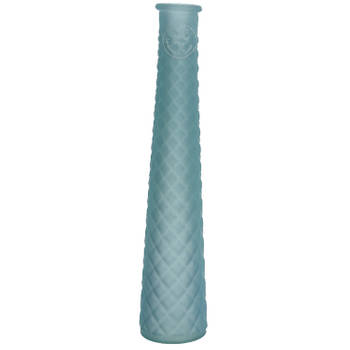 Vaas/bloemenvaas van gerecycled glas - D7 x H32 cm - mat lichtblauw - Vazen