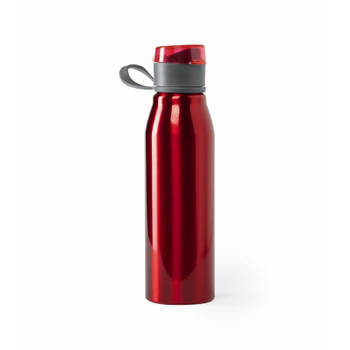 Aluminium waterfles/drinkfles kleur metallic rood - met schroefdop - 700 ml - Drinkflessen