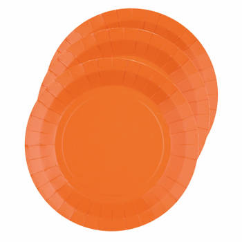 Santex feest bordjes rond oranje - karton - 10x stuks - 22 cm - Feestbordjes