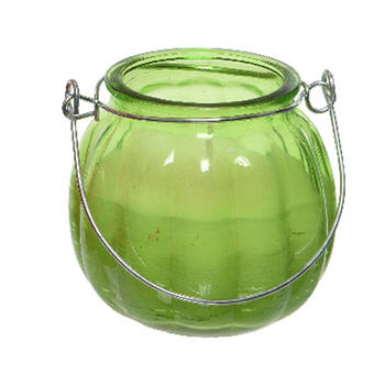 Citronella kaars - glas - groen - 15 branduren - D8 x H8 cm - geurkaarsen