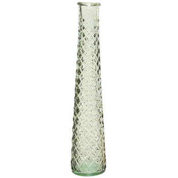 Vaas/bloemenvaas van gerecycled glas - D7 x H32 cm - transparant beige - Vazen