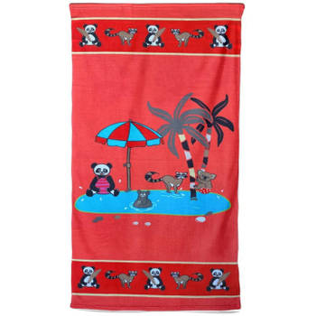 Strand/badlaken voor kinderen dierenprint 70 x 140 cm microvezel - Strandlakens