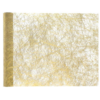 Santex Tafelloper op rol - polyester - metallic goud - 30 x 500 cm - Feesttafelkleden