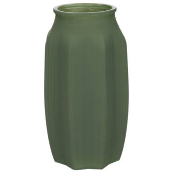 Bellatio Design Bloemenvaas - mat groen - glas - D12 x H22 cm - Vazen