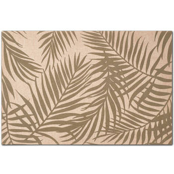 Zeller placemats palm print - 1x - 45 x 30 cm - beige/groen - linnen - Placemats
