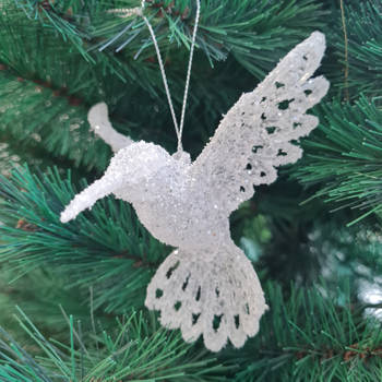 2x stuks acryl vogel kersthangers transparant 10 cm kerstornamenten - Kersthangers