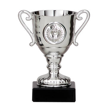 Luxe trofee/prijs bekerA met oren - zilver - metaal - 11 x 6 cm - sportprijs - Fopartikelen