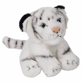 Ravensden pluche dieren knuffel witte tijger - 15 cm - zittend - tijgers - knuffelbeesten - Knuffeldier