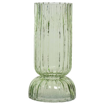 Vaas/bloemenvaas - glas - D13 x H26 cm - lichtgroen - Vazen