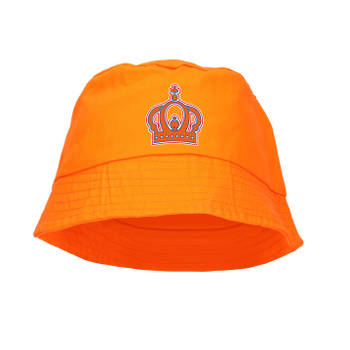 Oranje Koningsdag zonnehoed oranje - kroontje - 57-58 cm - Verkleedhoofddeksels