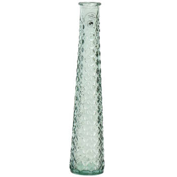 Vaas/bloemenvaas van gerecycled glas - D7 x H32 cm - transparant turquoise - Vazen