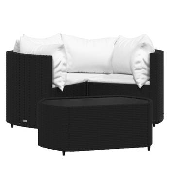 vidaXL 4-delige Loungeset met kussens poly rattan zwart