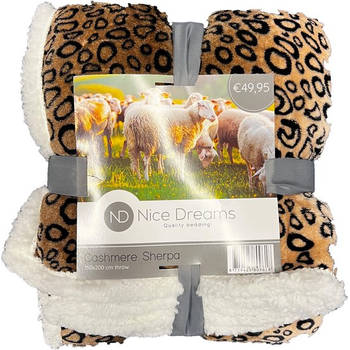Nice Dreams - Fleece Deken van Schapenvacht - Sherpa Deken - Plaid 150 x 200 cm - Luxueus - Comfortabel - Jaguar