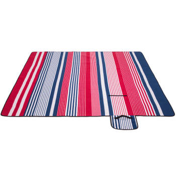 Picknickdeken, rood-wit-blauw, picknickkleed, 200 x 200 m, waterdicht, campingdeken, outdoor plaid, stranddeken