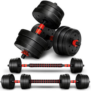 Halterset-dumbell set-2-in-1 verstelbare halterset 20 kg- gewichten-armtraining-fitness-krachttraining