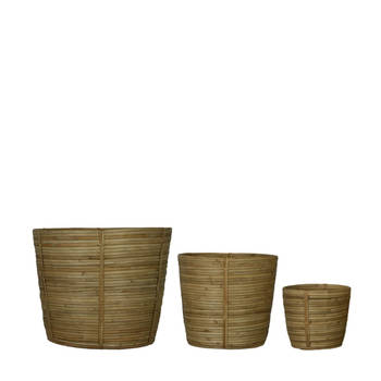 DKNC - Manden Cordoba - Riet - 38x32cm - Set van 3 - Bruin