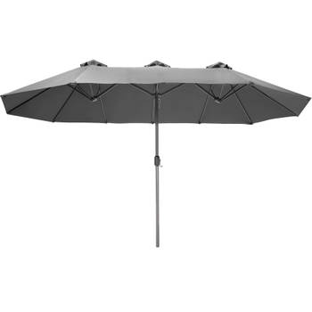 tectake - Dubbele parasol Silia - terrasparasol zonwering - grijs - 404256