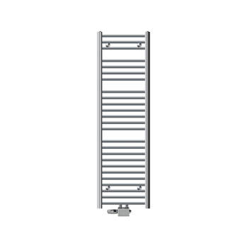 Badkamerradiator Sahara 400x1500 mm chroom gebogen met middenaansluiting en universele aansluitset