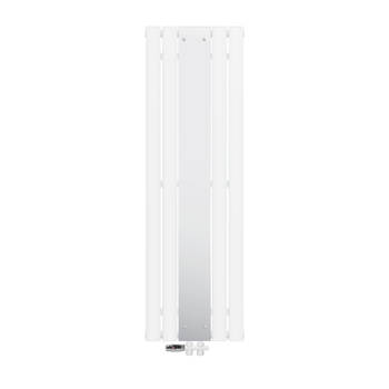 Badkamer radiator Plat met spiegel en vloeraansluitset 45x160cm Wit ML-Design