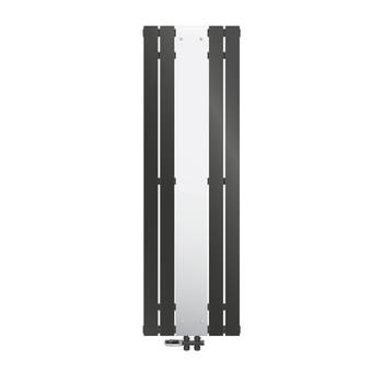 Badkamer radiator plat met spiegel en vloeraansluitset 1600x450 mm antraciet ML design