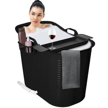 LIFEBATH - Zitbad Nancy - 200L - Bath Bucket - Inclusief Badrek - Zwart