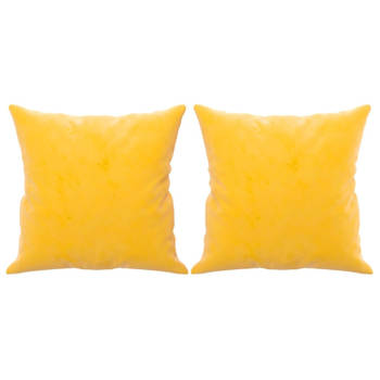 vidaXL Sierkussens 2 st 40x40 cm fluweel geel
