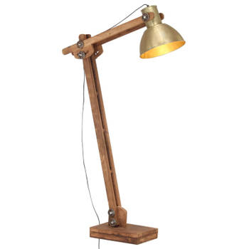 vidaXL Vloerlamp E27 massief mangohout messingkleurig