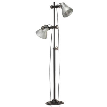 The Living Store Industriële Vloerlamp - Zwart/Zilver - 28x160 cm - E27 fitting - Max 25W