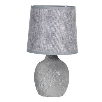 HAES DECO - Tafellamp - Natural Cosy - Grijze Keramieke Lamp, Ø 15x26 cm - Bureaulamp, Sfeerlamp, Nachtlampje