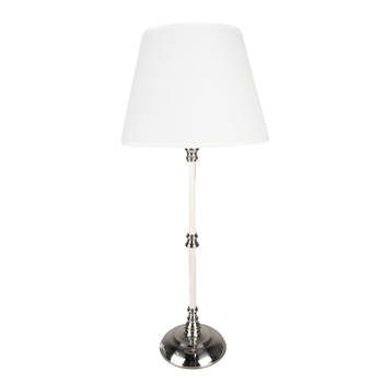 HAES DECO - Tafellamp - Loving Chic - Zilverkleurige Vintage Lamp, Ø 18x44 cm - Bureaulamp, Sfeerlamp, Nachtlampje