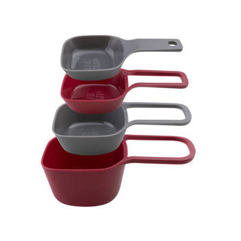 Florina multi smart maatlepel / maat cups 60, 80,125 en 250 ml rood/grijs kunststof