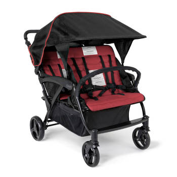 GAGGLE Odyssey 4x4 Quad Kinderwagen voor 4 kinderen Buggy met zonnekap in Rood / Zwart