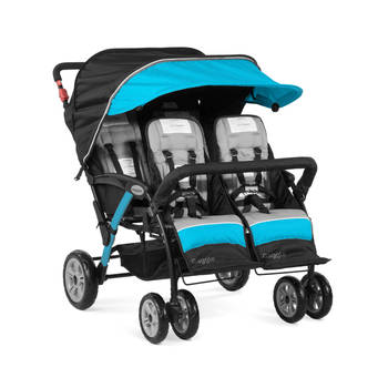 GAGGLE Compass 4x4 Quad Kinderwagen voor 4 kinderen Buggy met verstelbare gordel & zonnekap in Blauw / Zwart