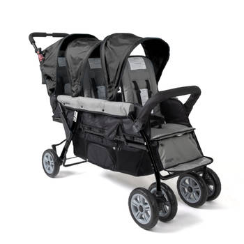 GAGGLE Compass Kinderwagen voor 3 kinderen Buggy met verstelbare gordel & zonnekap in Zwart