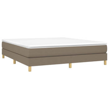 vidaXL Boxspring met matras stof taupe 180x200 cm